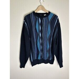 Vintage 90s Cellinni Coogi Style Biggie Sweater Sz XXL 3D Knit Men’s Multicolor